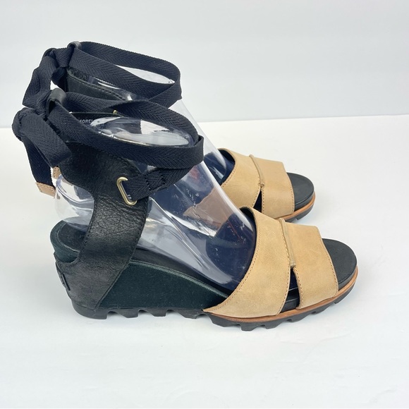 Sorel Shoes - Sorel Ankle Wrap Joanie Leather Wedge Sandals Sz 8.5 Minimalist Open Toe Summer